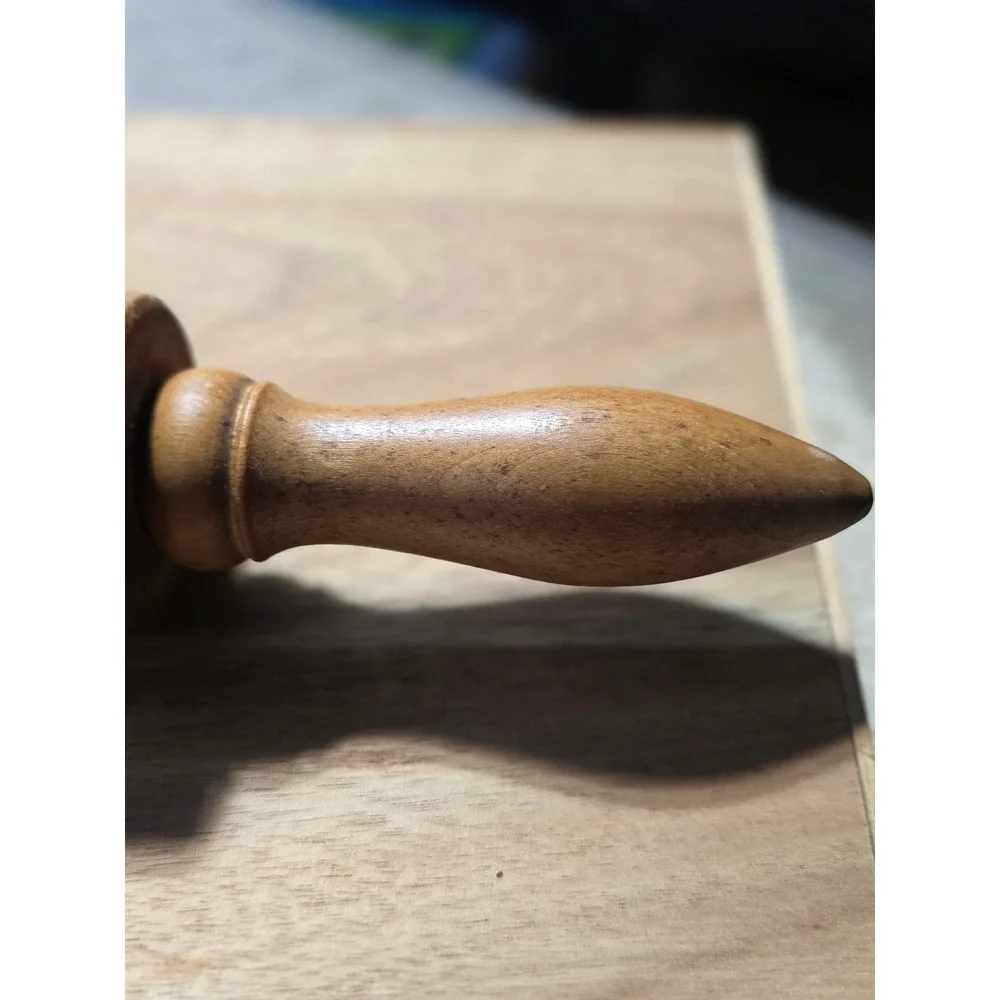Vintage Hand Carved Wooden Springerle Rolling Pin Owl Star Folk Art Cookie Stamp
